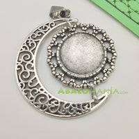 Colgante luna / Modelo 3 / Color plata / 40mm x 40mm / (Incluye picado)