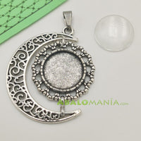 Colgante luna / Modelo 3 / Color plata / 40mm x 40mm / (Incluye picado)