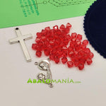 Kit de rosario (grande) / Modelo 19 / 945mm (cinta) + 140mm (tira) x 22mm (ancho) / Incluye picado tupis Swarovski 8mm crucifijo ave maría y