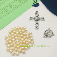 Kit de rosario (mediano) / Modelo 8 / 805mm (cinta) + 125mm (tira) x 20mm (ancho) / Incluye picado tupís crucifijo ave maría y bolsita