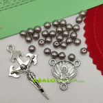 Kit de rosario (pequeño) / Modelo 13 / 470mm (cinta) + 85mm (tira) x 11mm (ancho) / Incluye picado perlas nacaradas crucifijo ave maría y 