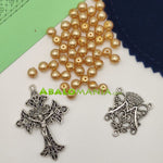 Kit de rosario (pequeño) / Modelo 7 / 470mm (cinta) + 85mm (tira) x 11mm (ancho) / Incluye picado perlas nacaradas crucifijo ave maría y 